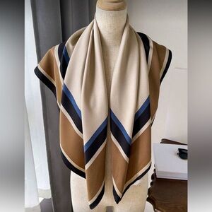Elegant Silky Brown and Blue Scarf